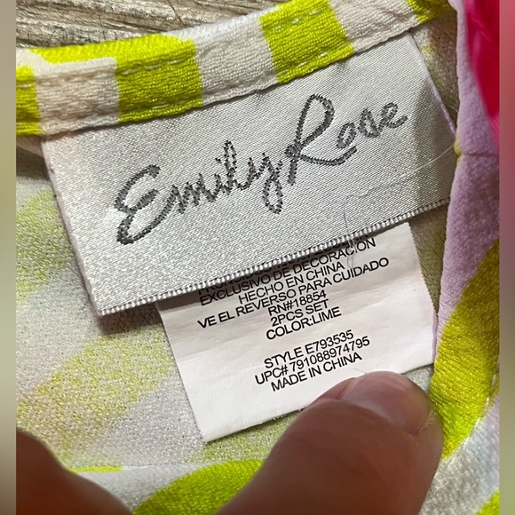 Emily Rose Lime Green Pink Floral Ruffle Sleeveless Dress, Size 2T - Picture 3 of 5